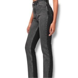 Abercrombie & Fitch Ultra High Rise Ankle Straight Jeans Size 27 2 Tones Black